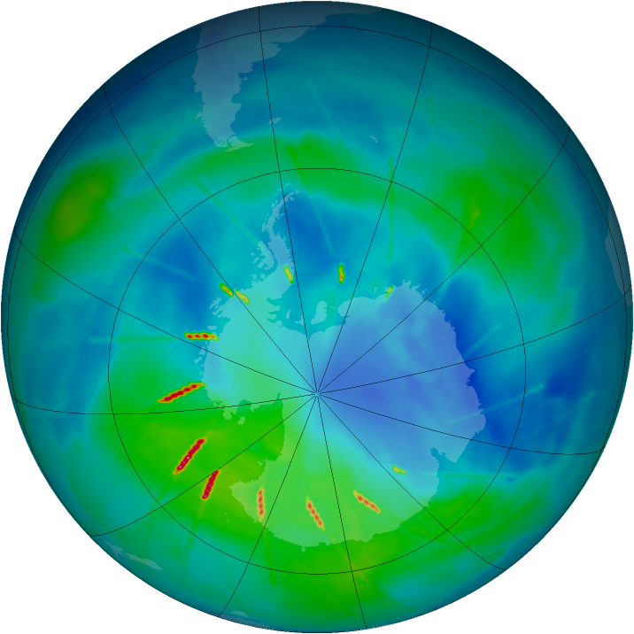 Antarctic ozone map for 28 March 2010
